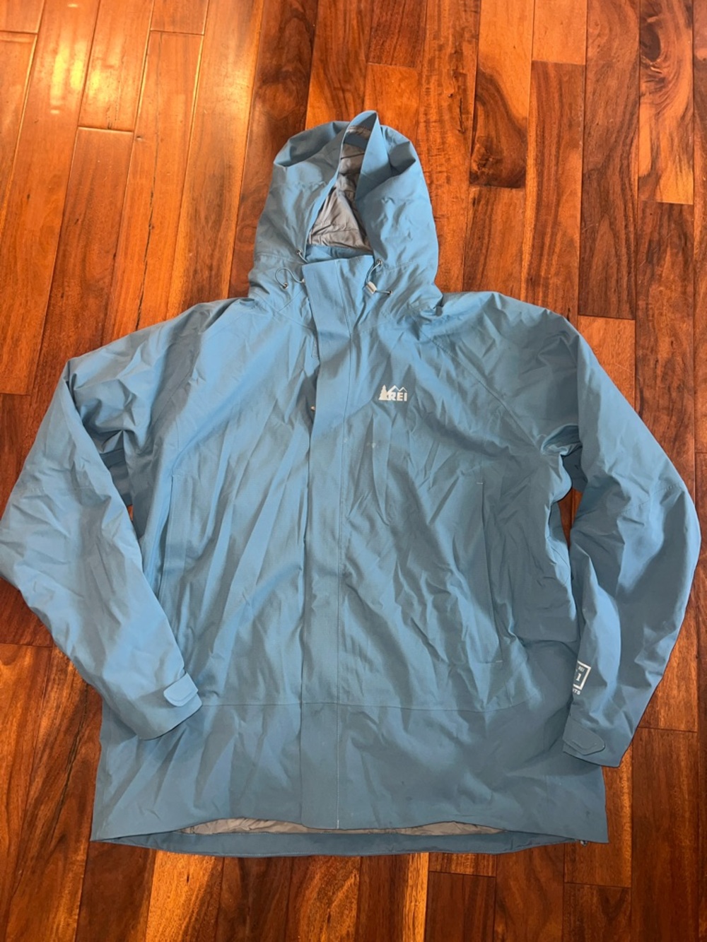 REI Blue Waterproof Hooded Rain Coat